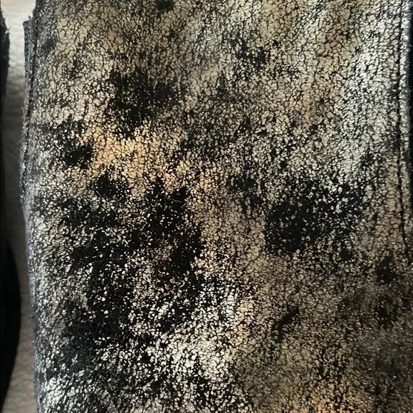 One Teaspoon Black Gold Crackled Metallic Nail Detailing Slip On Mules - Picture 6 of 15